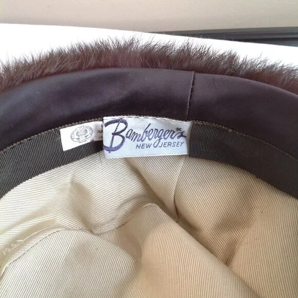Vintage Bamberger's NJ Real Fur Brown Mink? Pillbox Hat Union Made - Picture 7 of 9